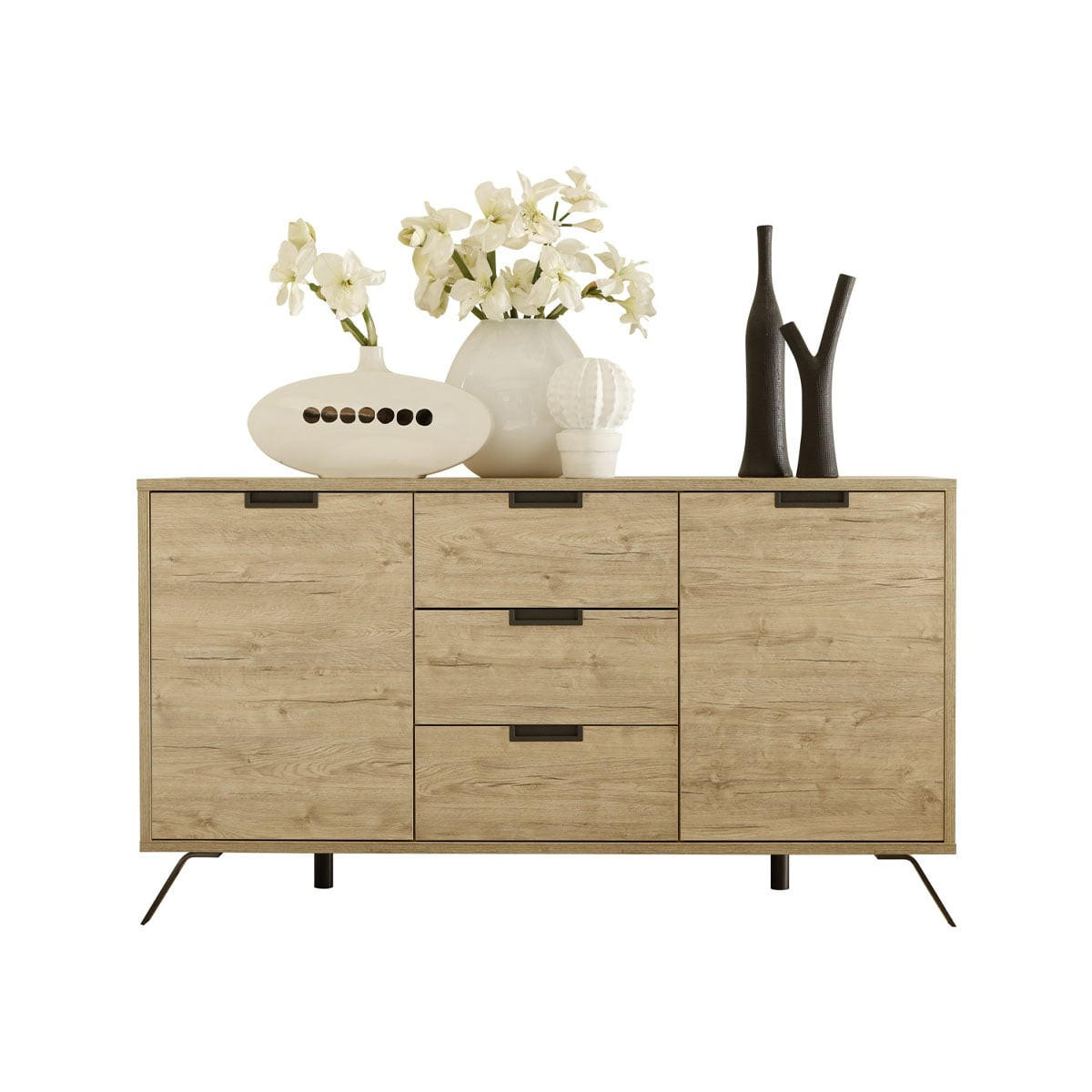 SIDEBOARD mit 2 Türen und 3 Schubladen L156 cm - Palma - Eschefarben, Holzwerkstoff (50/85.4/57cm) - Calicosy