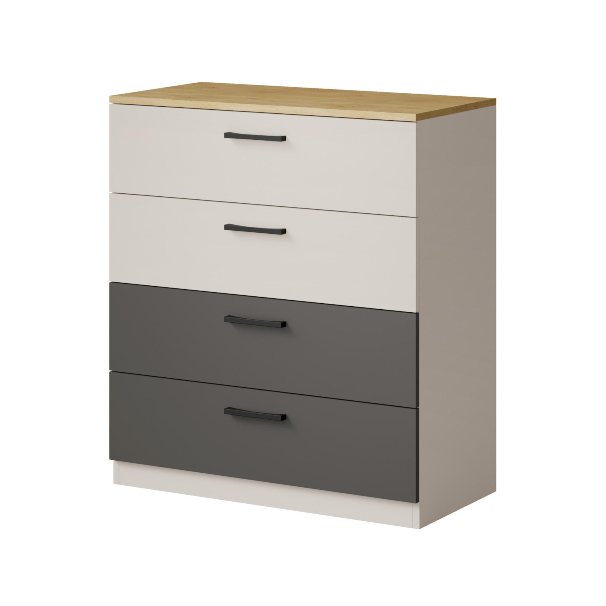 KOMMODE mit Schubladen Billz 4S 80 Kaschmir/Eiche Cremona - Kaschmir/Schwarz, Holzwerkstoff/Kunststoff (80/90/40cm) - mzm24