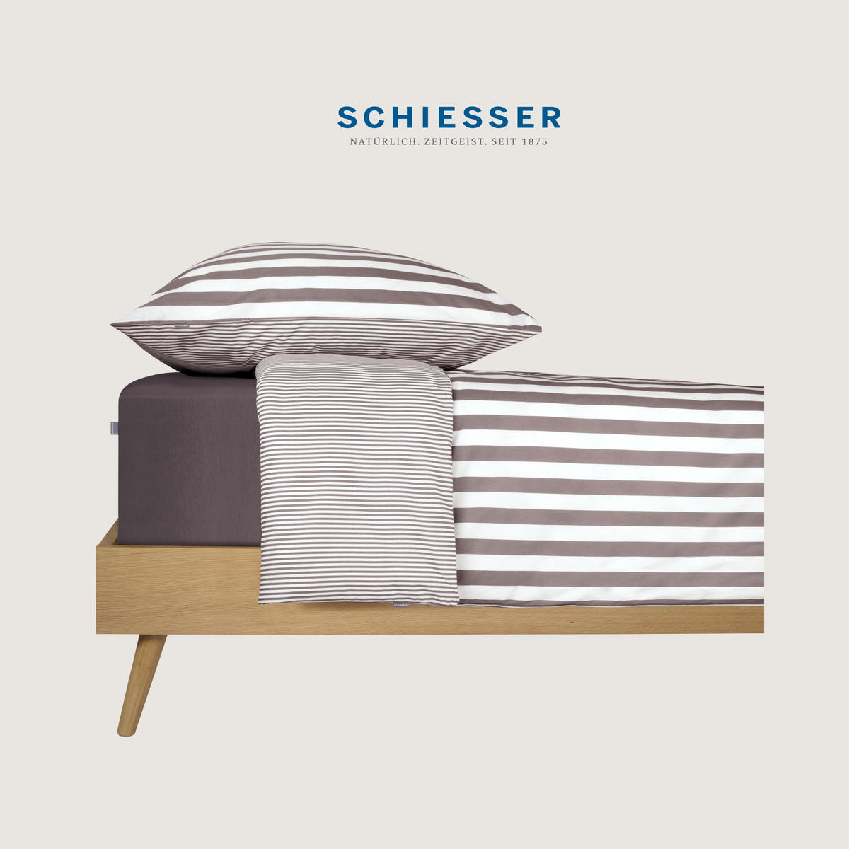 BETTWÄSCHESET Marie - Feinbiber - 2-teilig - 135 x 200 cm - Grau - Grau, Textil (135/200cm) - SCHIESSER