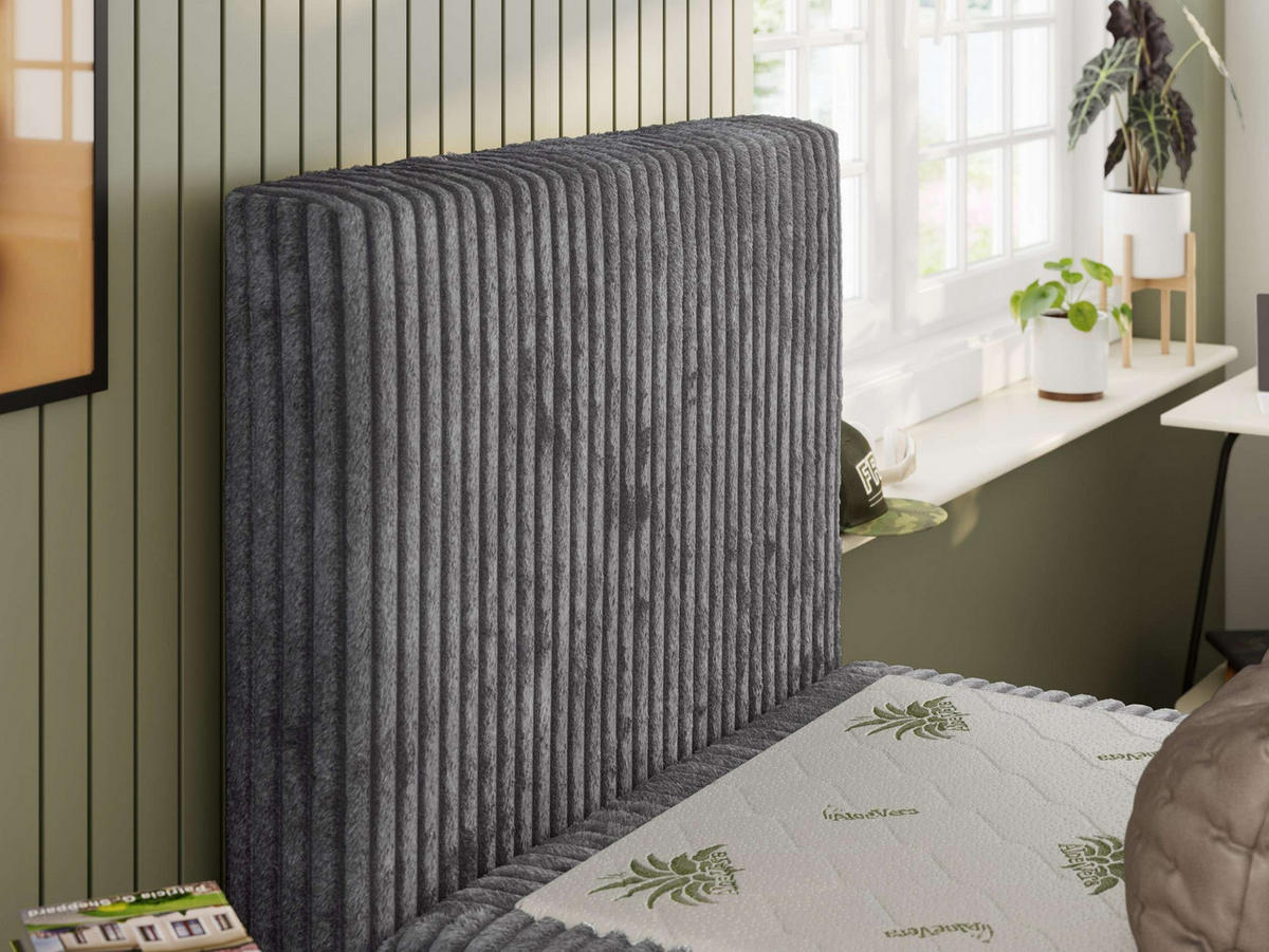 JUGENDBETT TILIO 90/200 - Grau - H4 - Links Seite - Grau, Textil (90/200cm) - MKS