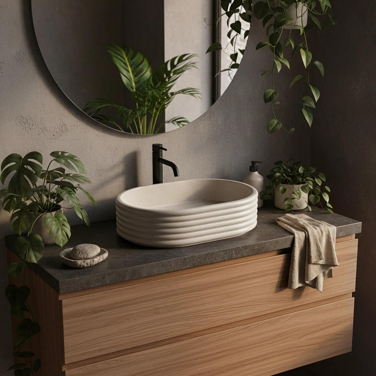 AUFSATZWASCHBECKEN Rea Nicoletta Beige - Beige, Keramik (36/14/50cm) - REA