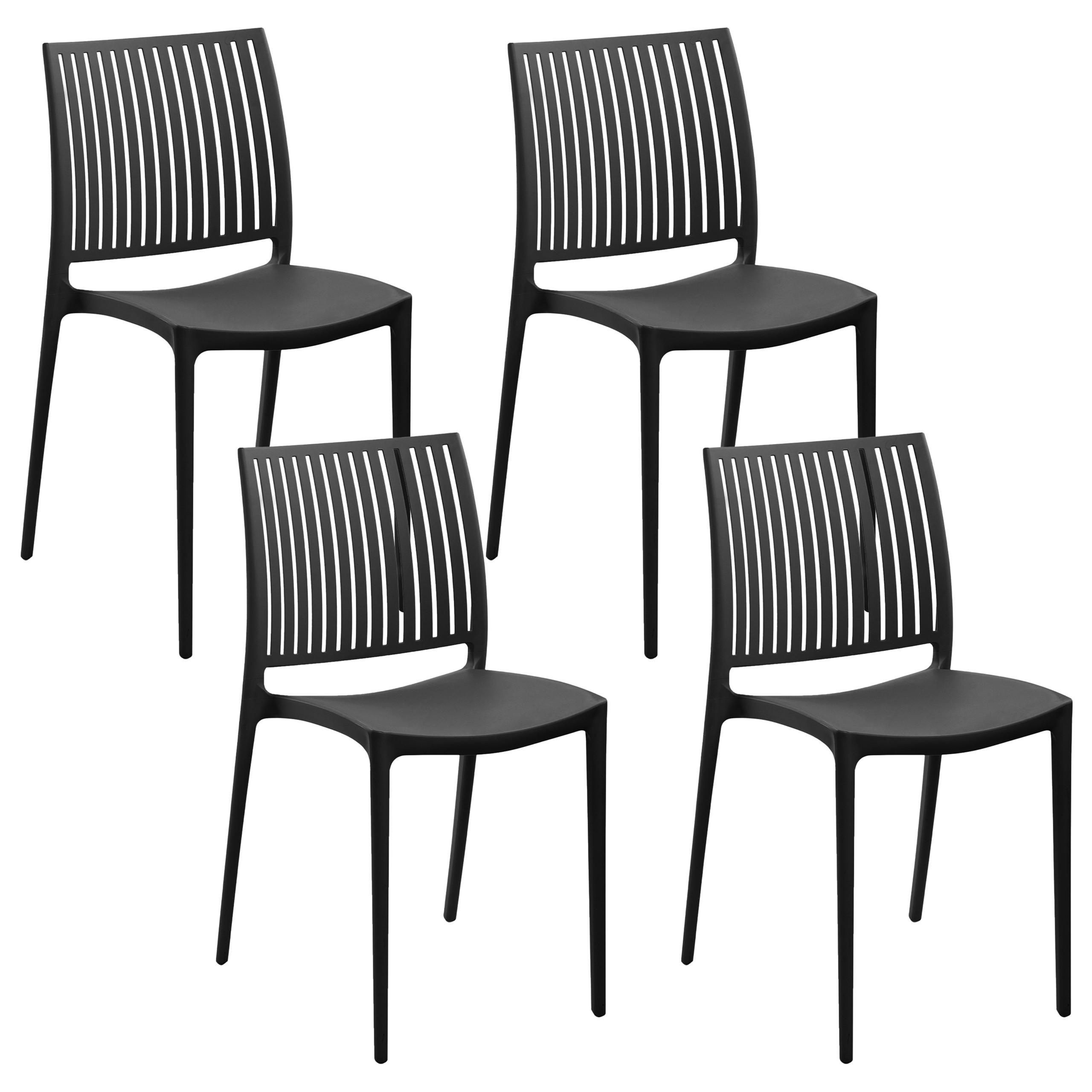 GARTENSTUHL 4er-Set Schwarz Illumani - Schwarz, Kunststoff (42/80/48cm) - Beliani