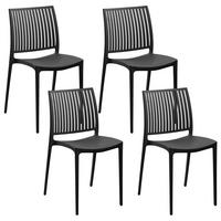 GARTENSTUHL 4er-Set Schwarz Illumani - Schwarz, Kunststoff (42/80/48cm) - Beliani