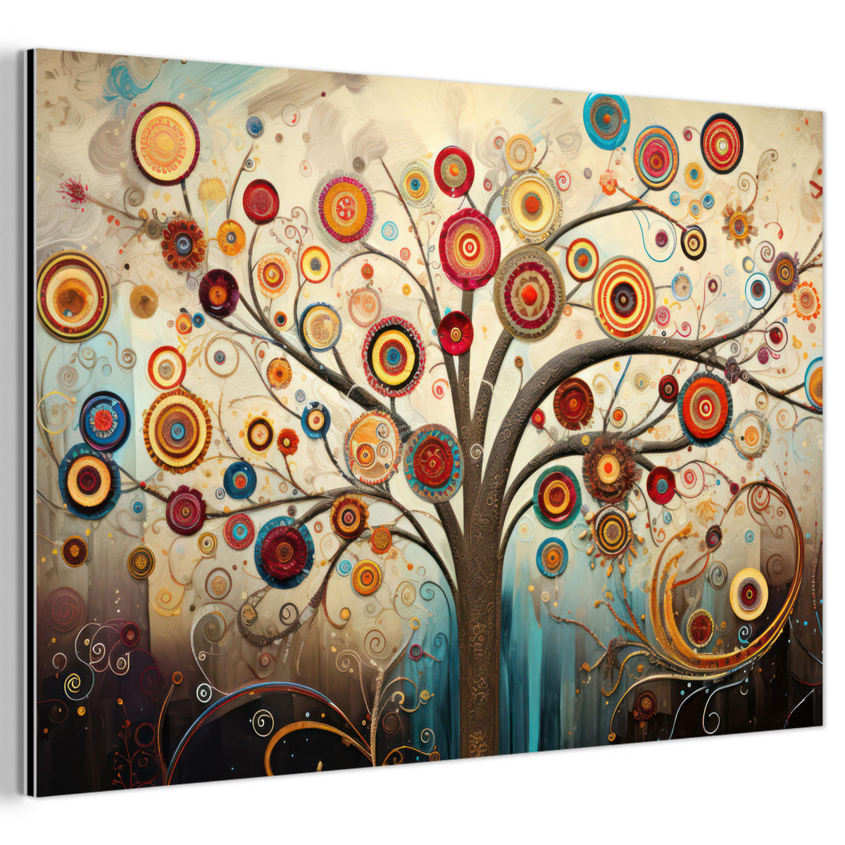 METALLBILD Baum - Baum des Lebens - Farbe 90x60 cm - Braun, Metall (90/60cm) - MuchoWow