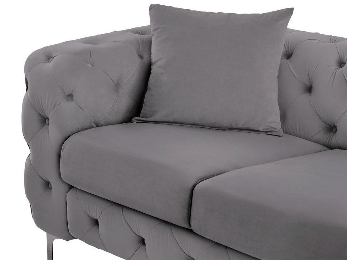 CHESTERFIELD-SOFA 3-Sitzer - Anthrazit - Samt - EDWINA - Anthrazit, Textil (91/76/220cm) - Vente-Unique