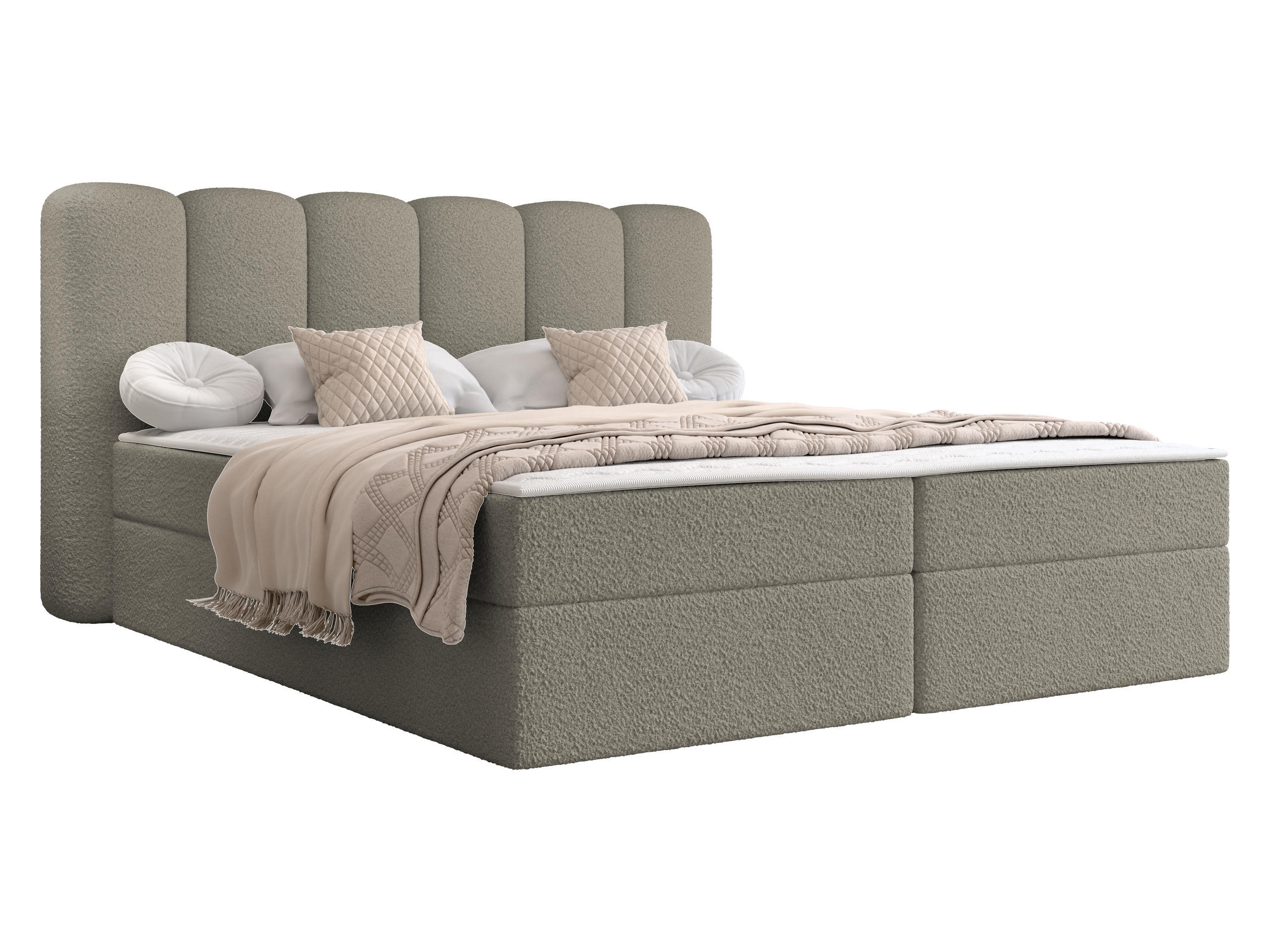 BOXBETT Softi 1 Boucle - H3 - Schwarz/Cappuccino, Holz/Holzwerkstoff (180/200cm) - MIRJAN24