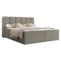 BOXBETT Softi 1 Boucle - H3 - Schwarz/Cappuccino, Holz/Holzwerkstoff (160/200cm) - MIRJAN24