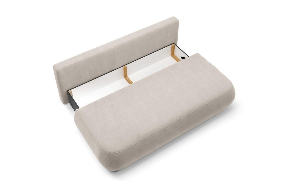 SCHLAFSOFA mit Bettkasten Beige - Beige/Schwarz, Holz/Holzwerkstoff (210/82/106cm) - Furnisell