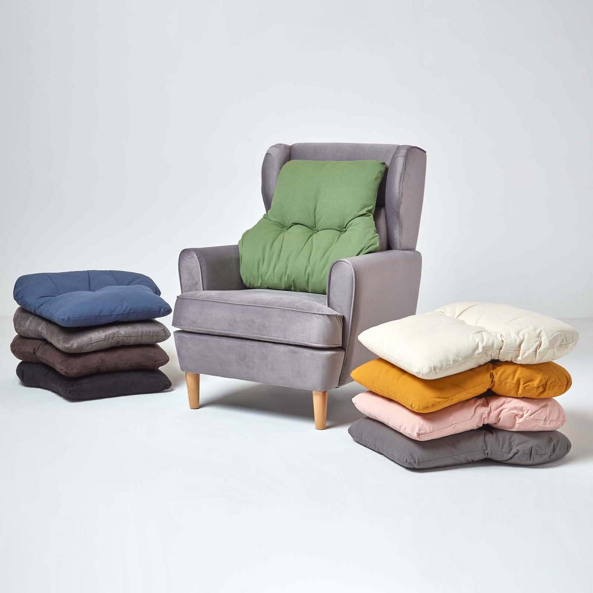 RÜCKENKISSEN grau 68/58 cm – Stützkissen für Sessel, Velours - Grau, Textil (68/15cm) - Homescapes