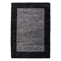 TEPPICH Hochflor einfarbig mit Bordüre Polypropylen Wohnzimmer Anthrazit Läufer 60x110 - Anthrazit, Textil (60/110cm) - KADIMA DESIGN