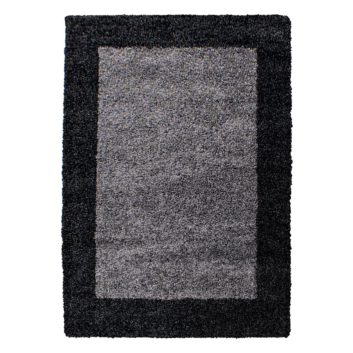 TEPPICH Hochflor einfarbig mit Bordüre Polypropylen Wohnzimmer Anthrazit Läufer 60x110 - Anthrazit, Textil (60/110cm) - KADIMA DESIGN