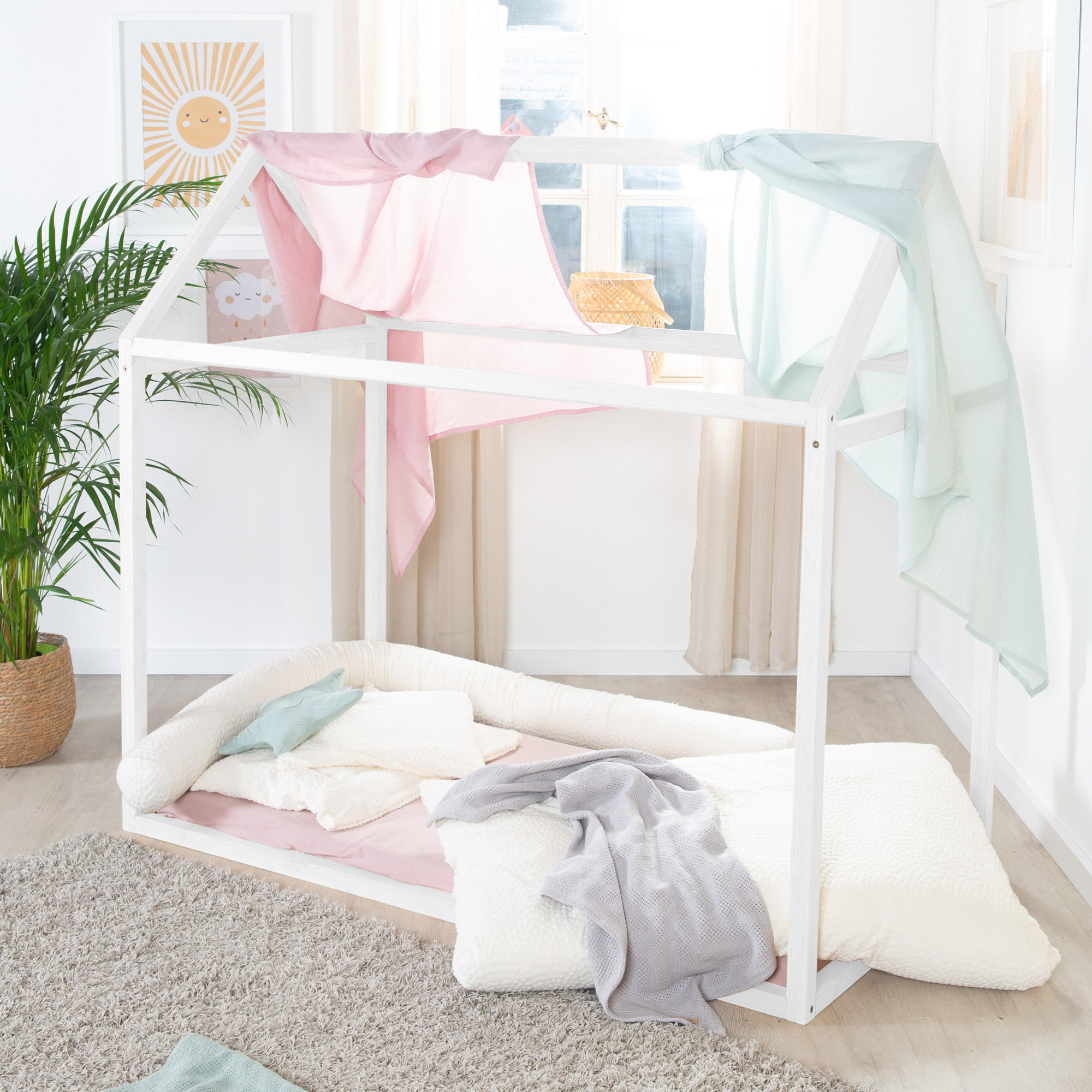 HAUSBETT 70 x 140 cm Montessori Weiß - Weiß, Holzwerkstoff (70/140cm) - Roba