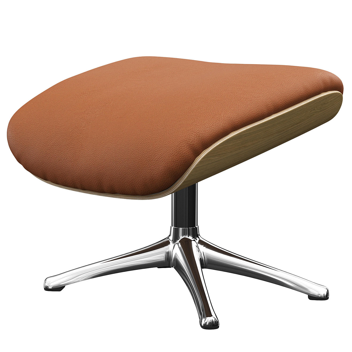 POLSTERHOCKER - Echtleder - Kastanienfarben/Chromfarben, Leder/Metall (49/39/44cm) - home24