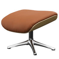 POLSTERHOCKER - Echtleder - Kastanienfarben/Chromfarben, Leder/Metall (49/39/44cm) - home24