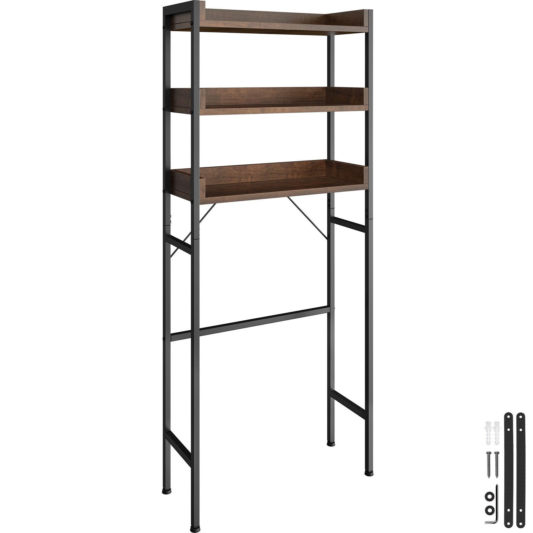 BADEZIMMERREGAL Seattle,inklusive Kippschutz,Industrial Holz dunkel, rustikal - Rostfarben, Holz (63/165/25cm) - tectake