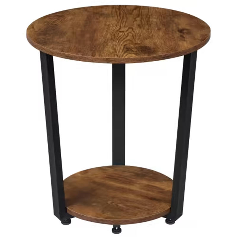COUCHTISCH rund mit Regalen, Holz/Metall Braun, Maße 50x50x53 cm - Braun, Holz (50/55/45cm) - Blomus