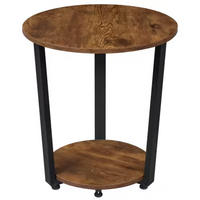 COUCHTISCH rund mit Regalen, Holz/Metall Braun, Maße 50x50x53 cm - Braun, Holz (50/55/45cm) - Blomus