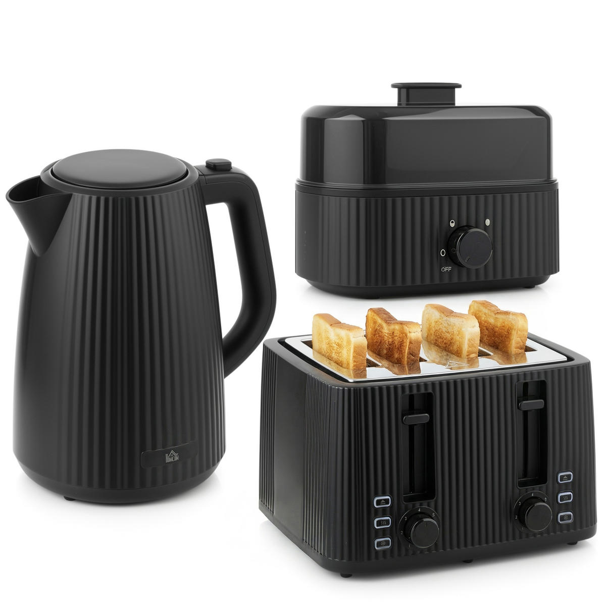 TOASTER mit Wasserkocher DE-07937 Schwarz - Schwarz, Kunststoff (15.6/23.3/21.4cm) - ComfortXL