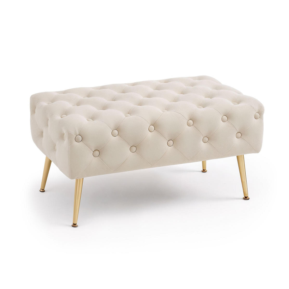 SITZHOCKER MADRID, Beige, T80xB37xH42 - Beige, Holz (37/42/80cm) - Milordbikes