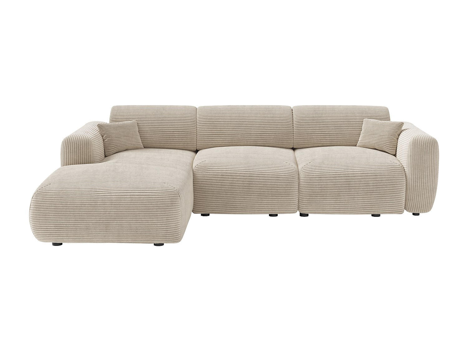 SCHLAFSOFA - 5 Personen - samt - beige Pogni - Beige, Kunststoff/Textil (283/77/180cm) - Vente-Unique