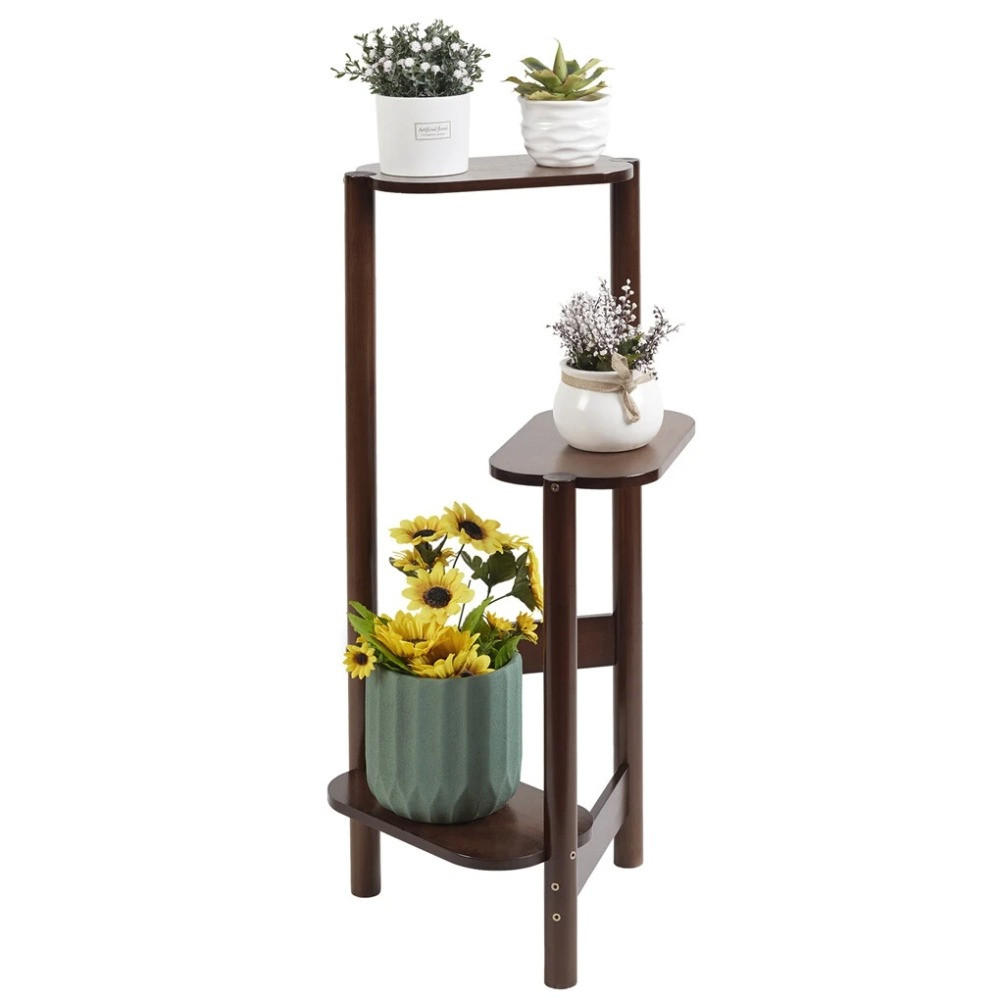 PFLANZENREGAL 3-Tier Bambus für Ecke Balkon und Schlafzimmer, Braun - Braun, Holzwerkstoff (30.48/75/27.4cm) - Kaket