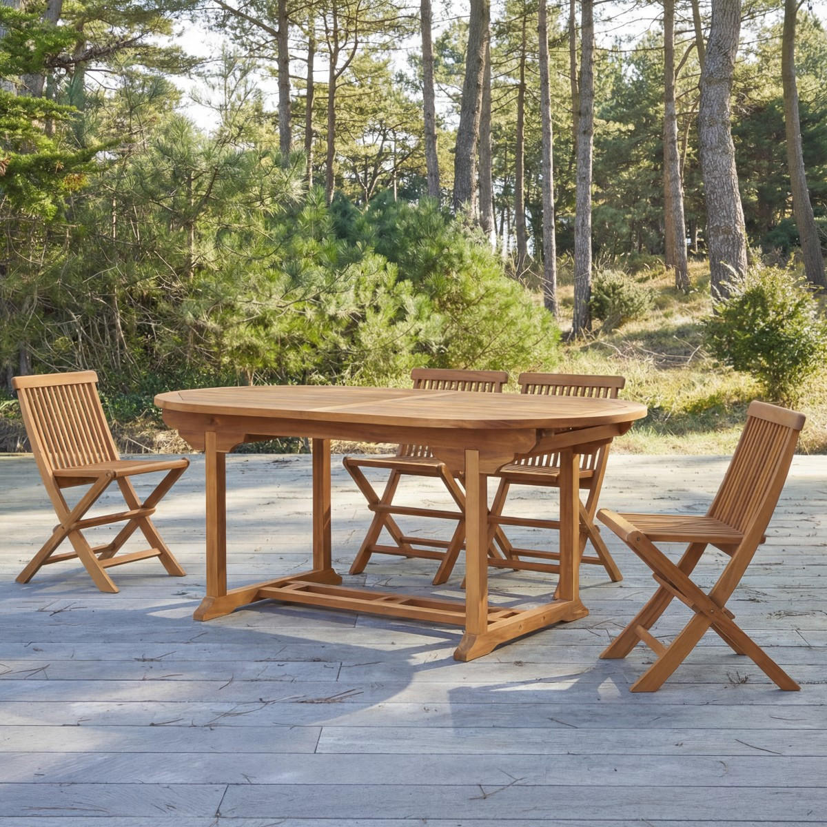 GARTENMÖBEL-SET 5-tlg Capri Braun aus Akazie - Braun, Holz - Tikamoon