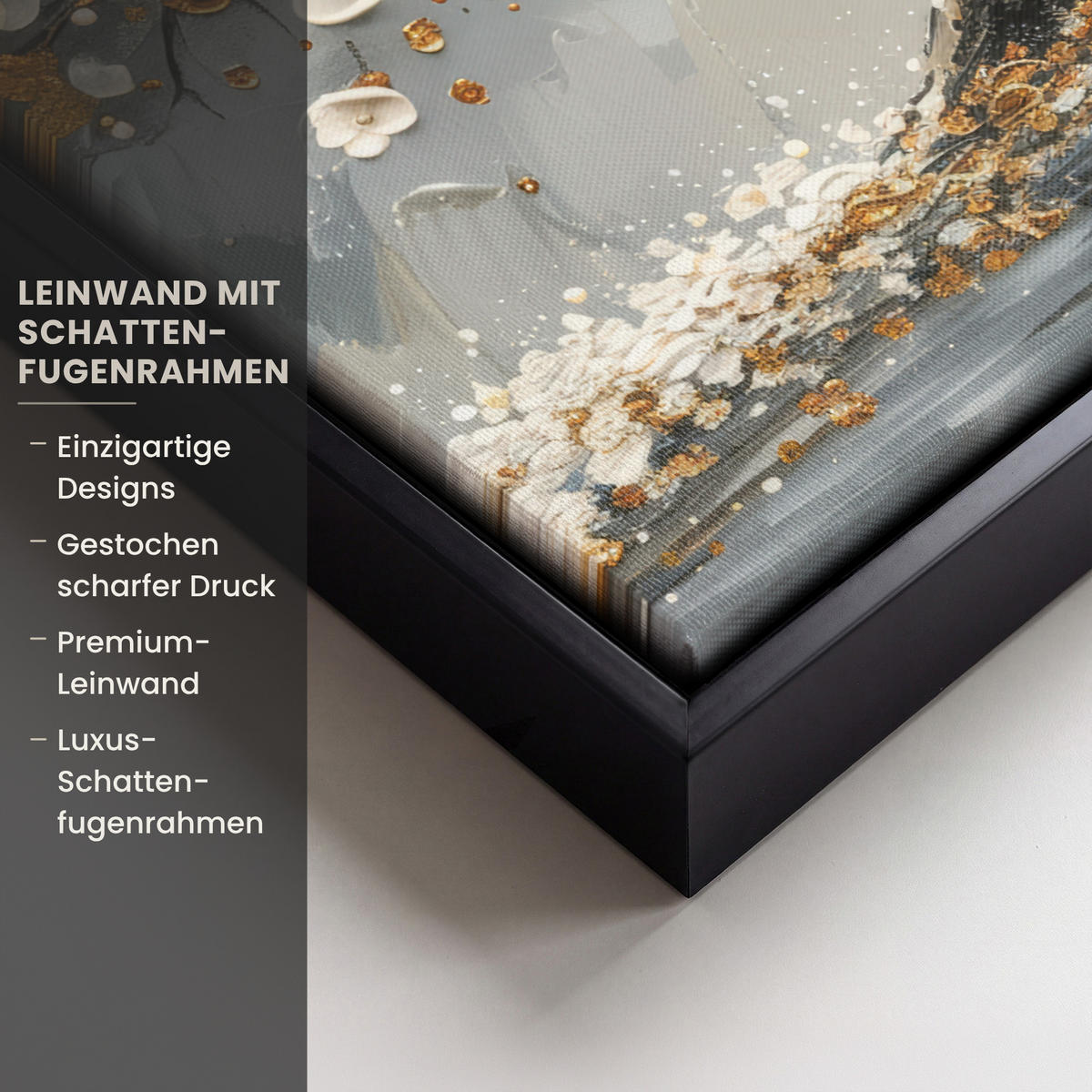 LEINWAND Bilder mit Rahmen - Baum - Blumen - Weiß - Natur - Kunst - 30x40 - Weiß, Textil (30/40cm) - MuchoWow