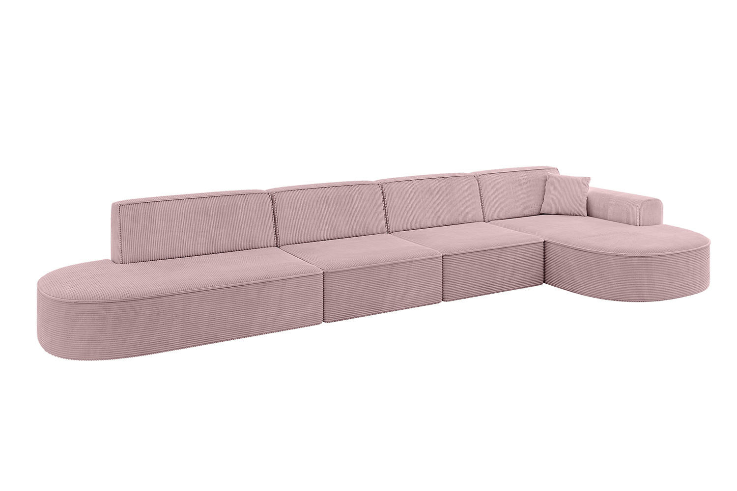ALTDECOR ROHOVÁ SEDACÍ SOUPRAVA s otomanem vpravo MARI-L3 – 413 × 171 × 79 cm, růžový manšestr