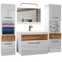 BADMÖBEL Badezimmer Weiß Wotan Eiche Glänzend Matt - Eiche Wotan/Weiß, Holz (140/113/40cm) - B BELINI GROUP