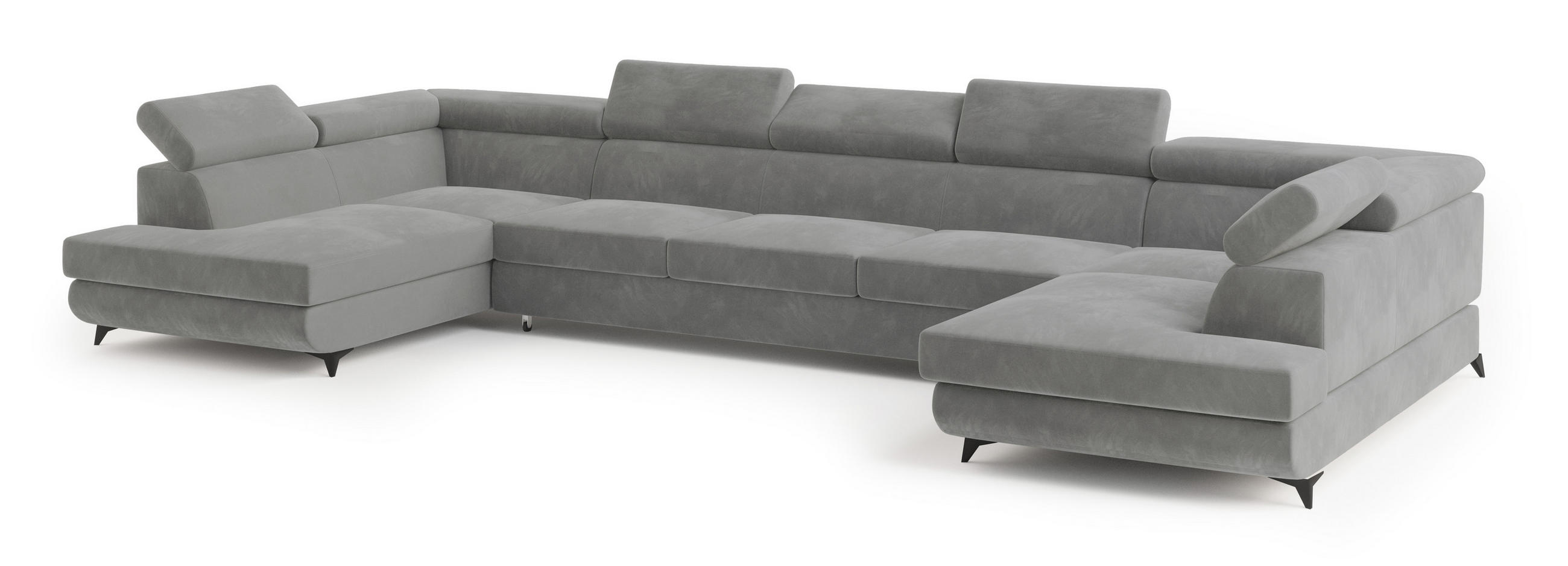 ROHOVÁ SEDAČKA URMANO světle šedá - černá/světle šedá, kov/dřevo (395/190cm) - MASSENO