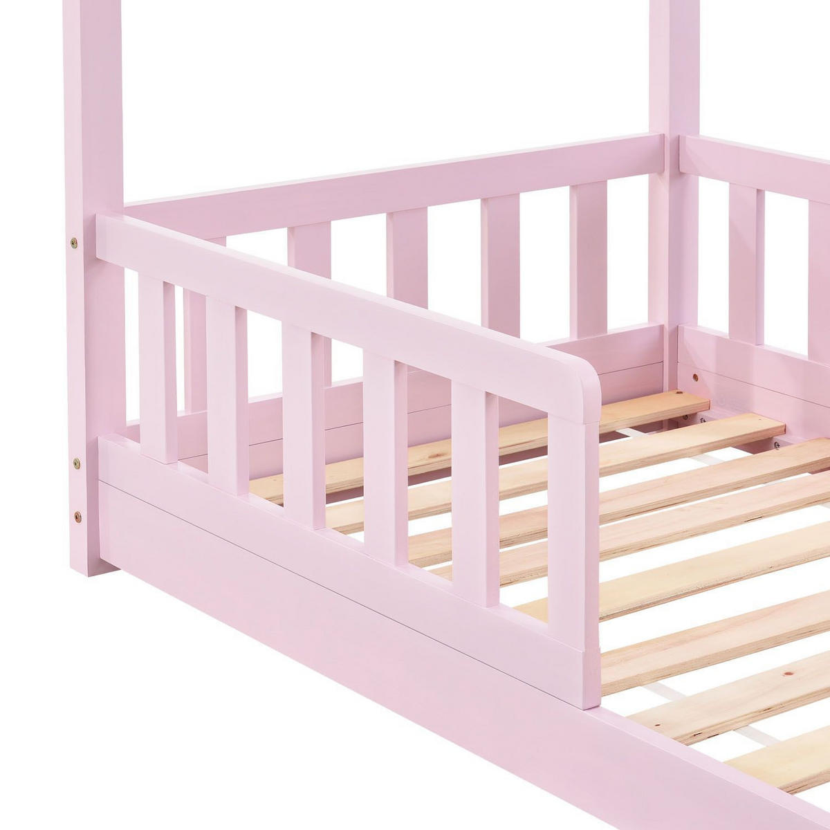 KINDERBETT Marli mit Matratze rosa 80x160 cm - Rosa, Holzwerkstoff (80/160cm) - Juskys