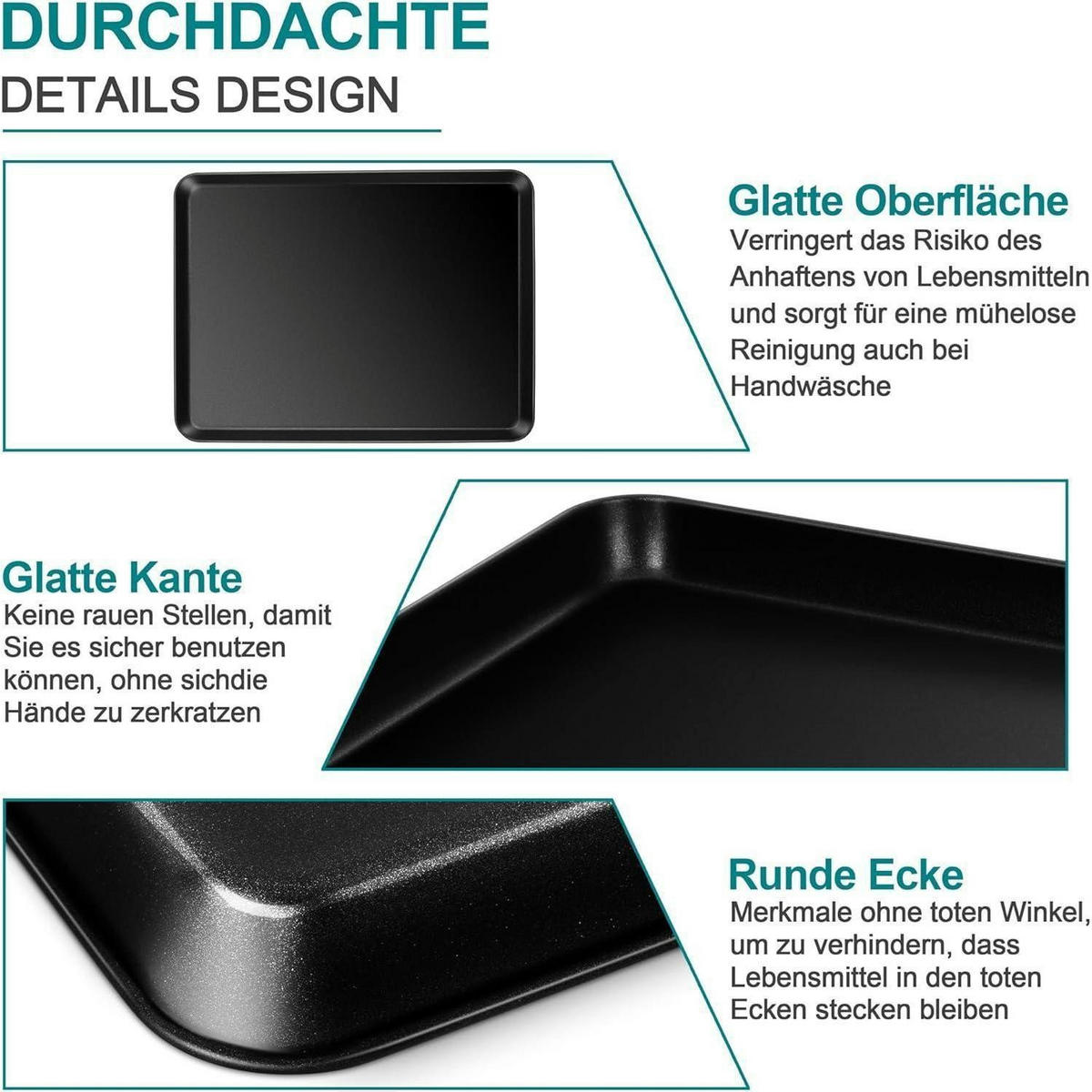 BACKBLECH rechteckig Karbonstahl 23,6 x 17,6 x 2,5 cm Schwarz - Schwarz, Metall (17.6/2.5/23.6cm)
