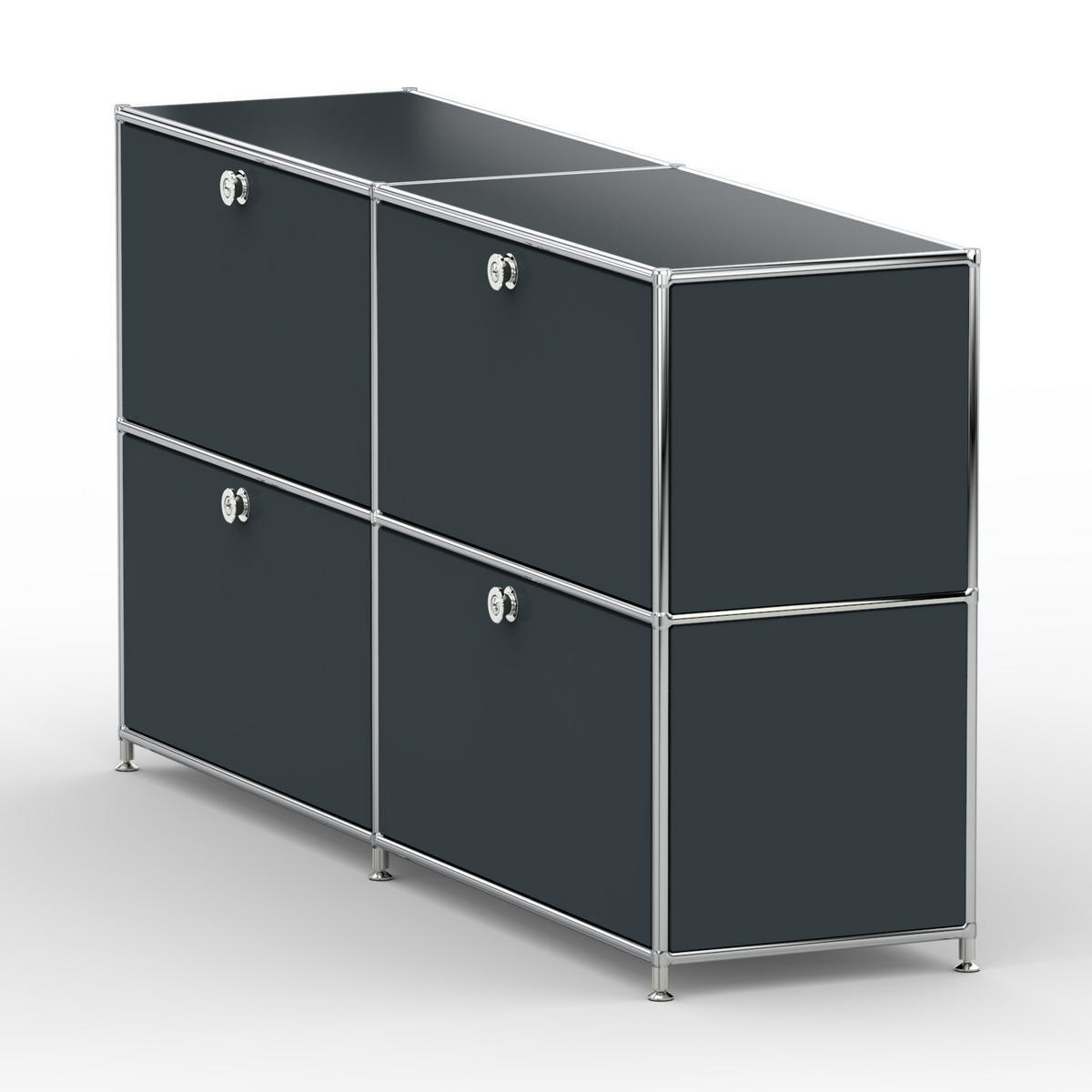AKTENSCHRANK, 4 Schubladen & Schloss, Breite 152 cm, Anthrazitgrau - Chromfarben/Silberfarben, Metall (40/80.5/152.2cm) - Versee