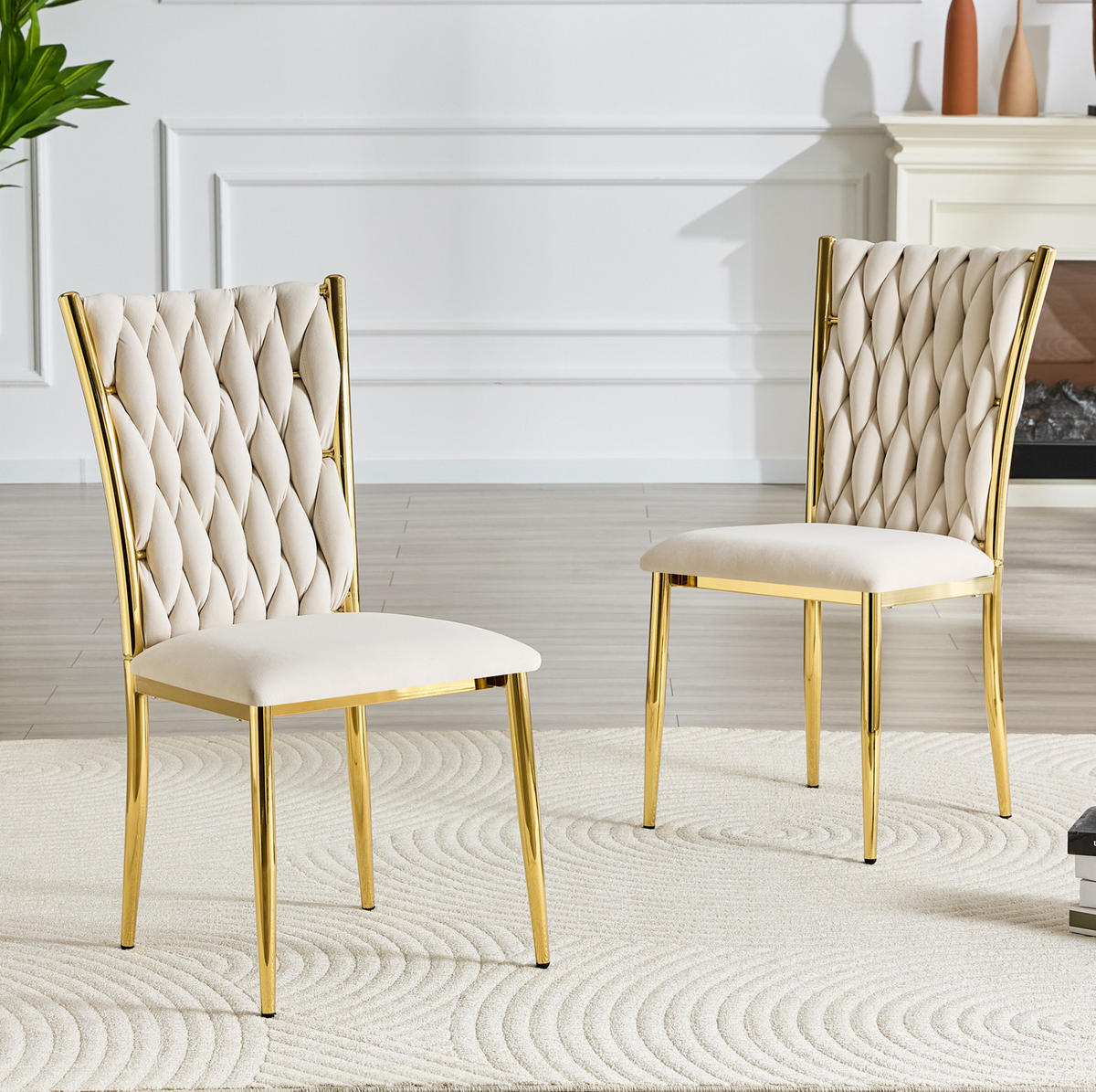 ESSZIMMERSTUHL mit Samtbezug und Metallbeinen Beige Gold - Beige, Metall (45/94/58cm) - Meubliv