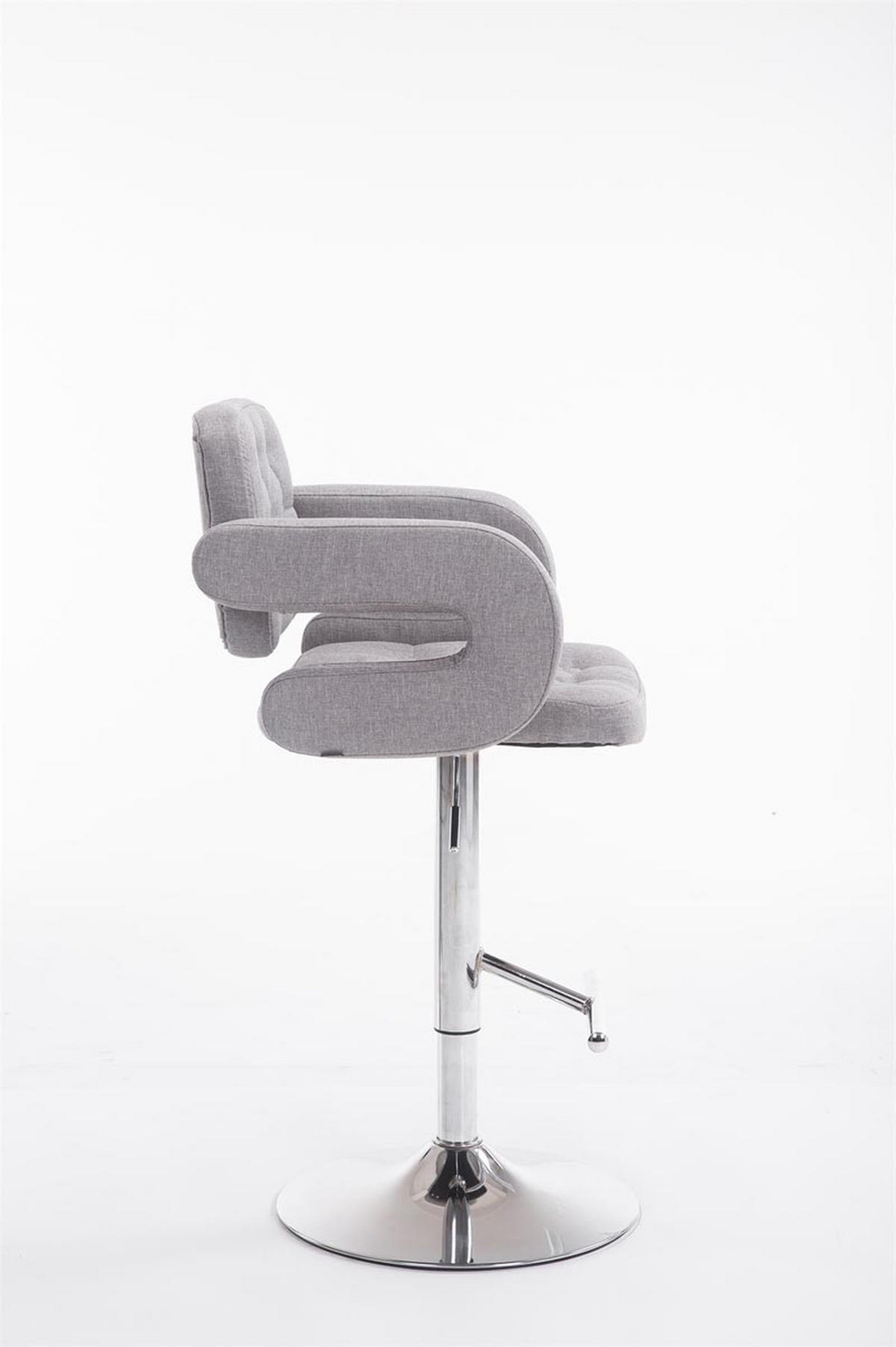 BARHOCKER Dubai, Gestell Metall in Chromoptik, STOFF Grau - Chromfarben/Grau, Textil/Metall (52/100/55cm) - TPFLiving