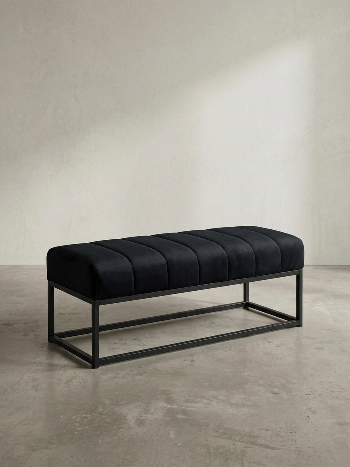 SITZBANK Samt Metallgestell gepolstert, Schwarz 108x40x40 cm - Schwarz, Textil/Metall (108/40/40cm) - KADIMA DESIGN