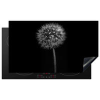HERDABDECKPLATTE Löwenzahn - Schwarz - Floral - Botanisch 91x52 cm - Grau, Kunststoff (91.2/0.2/52cm) - MuchoWow