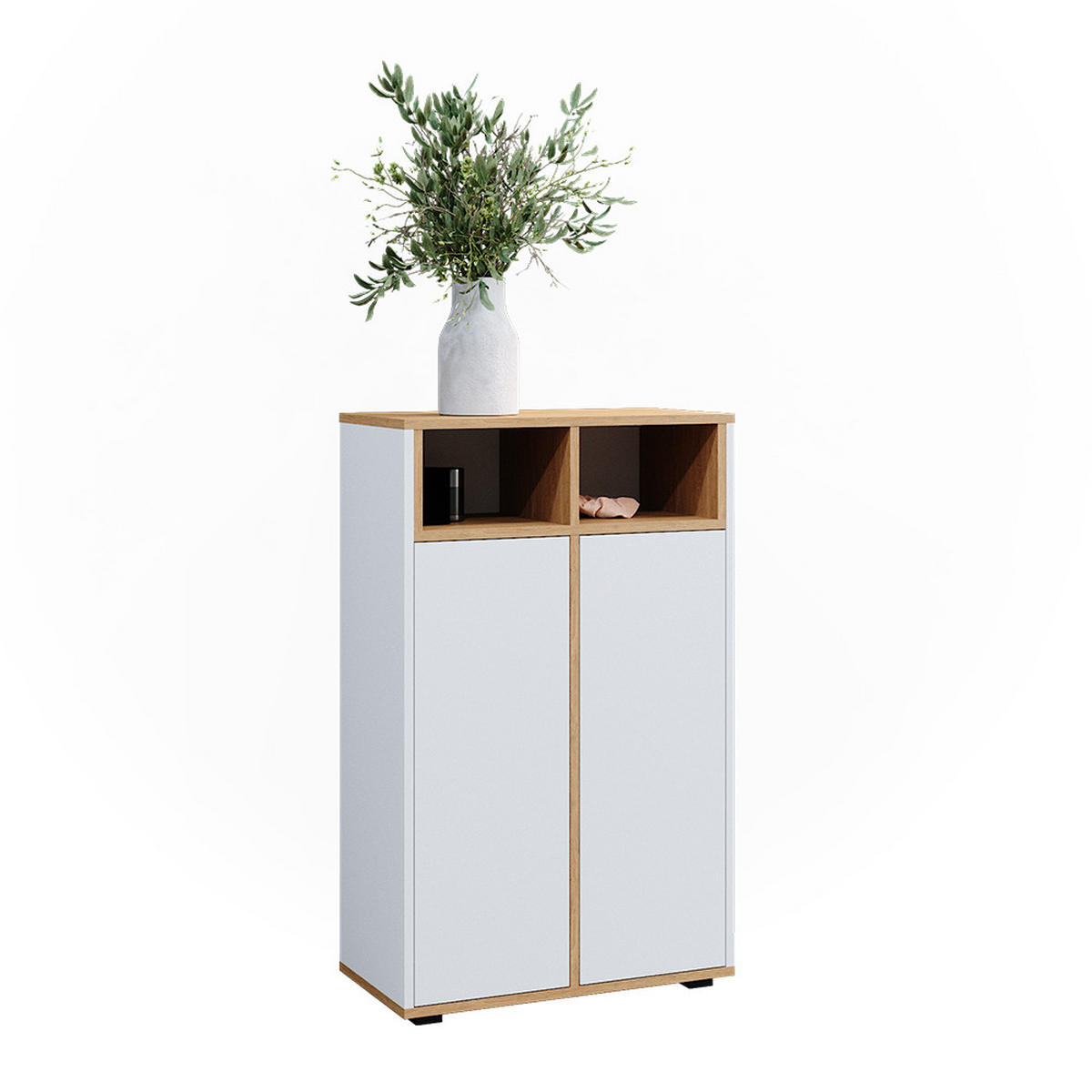 MIDISCHRANK Didi Weiß/Artisan 60 x 97 cm mit 2 Türen - Weiß, Holzwerkstoff (60/97/30cm) - Vicco