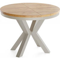 ESSTISCH Clara Grau-Beige runder ausziehbarer, Craft Eiche 100-180/100/76 cm - Eiche Wotan/Braun, Holzwerkstoff/Metall (100/176/76cm) - WFL GROUP