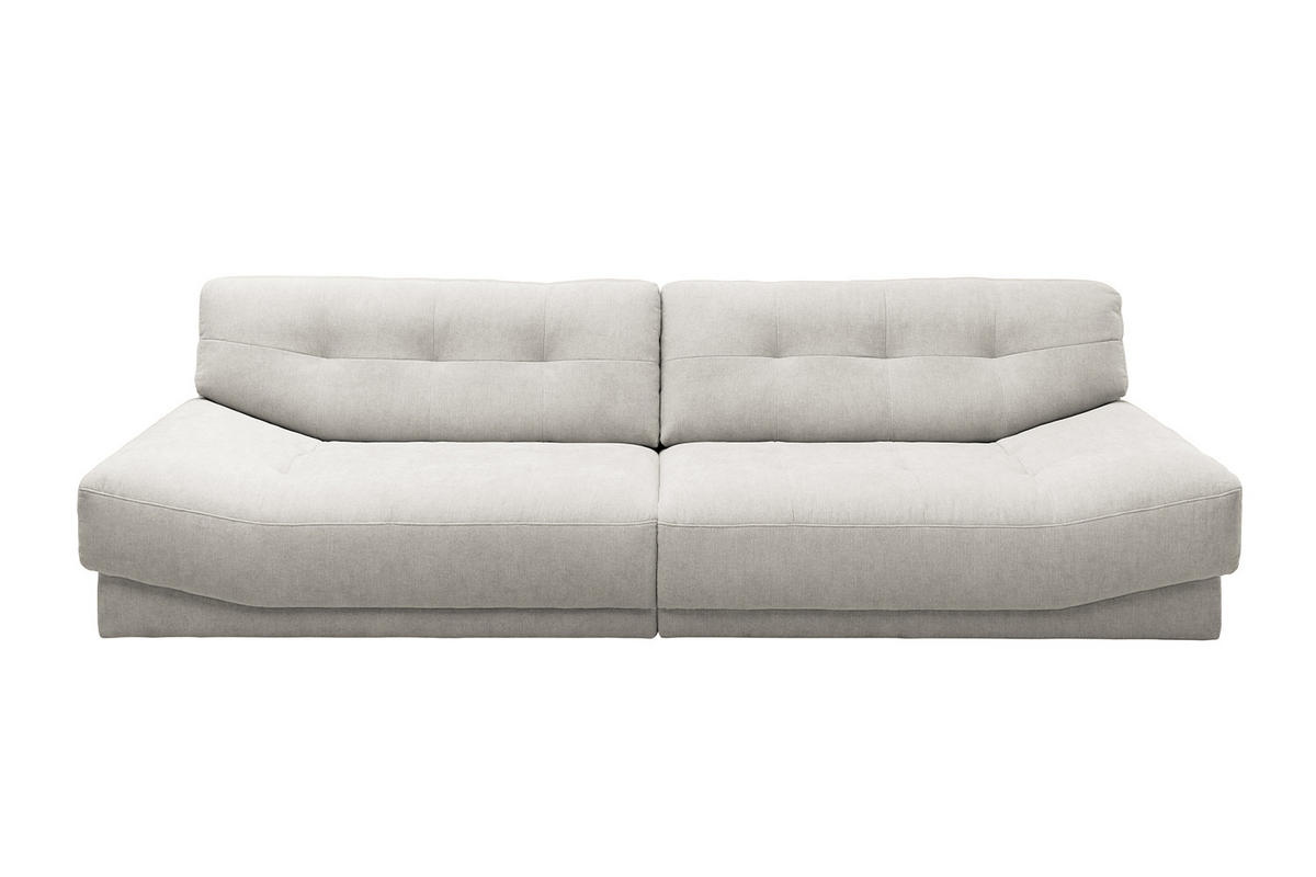 SOFA MOZZA Hellgrau Webstoff - Hellgrau/Schwarz, Kunststoff/Textil (298/83/123cm) - KAWOLA