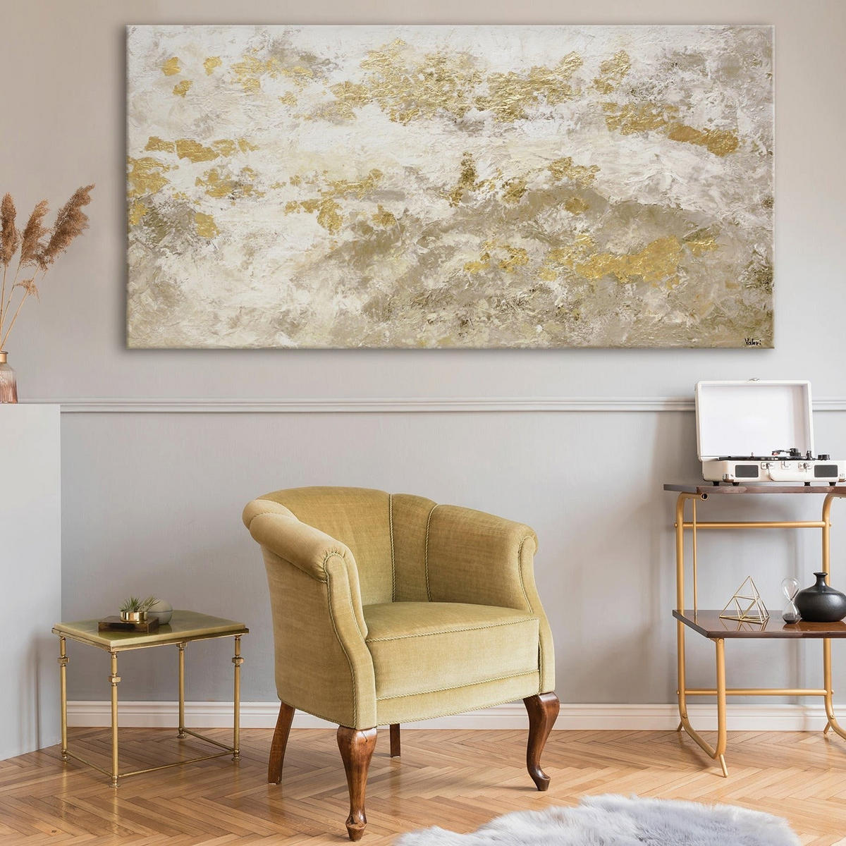 GEMÄLDE Glänzendes Gold auf Keilrahmen 200x100 cm - Goldfarben, Holz (200/100cm) - YS-art gallery
