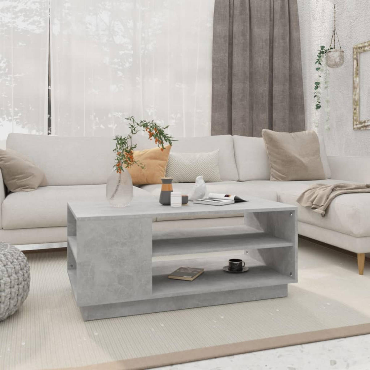 COUCHTISCH Betongrau 102x55x43 cm Holzwerkstoff - Grau, Holzwerkstoff (102/55/43cm) - furnicato