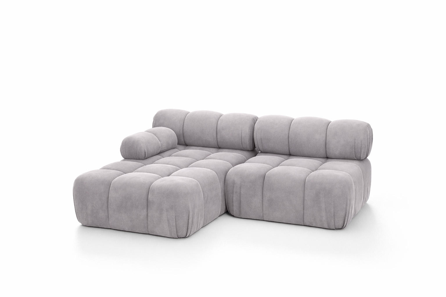 ECKSOFA L-Form Mini II Modular, Veloursstoff Salvador, Grau, Links, Selia - Grau, Holz (190/160cm) - Kaiser Möbel