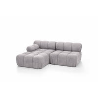 ECKSOFA L-Form Mini II Modular, Veloursstoff Salvador, Grau, Links, Selia - Grau, Holz (190/160cm) - Kaiser Möbel