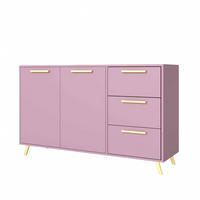 KOMMODE ELISE 140/86/41cm mit 3 Schubladen 2 Türen Violett - Violett, Holzwerkstoff (140/86/41cm) - MASSENO