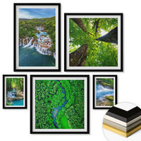 WANDBILDER 5er-Set - 50x50 cm & 20x30 cm & 40x60 cm Schwarzer Rahmen - Strandwellen, Himmelsbrücke, Spaziergang - Schwarz, Kunststoff (40/60cm) - ArtPrintCave