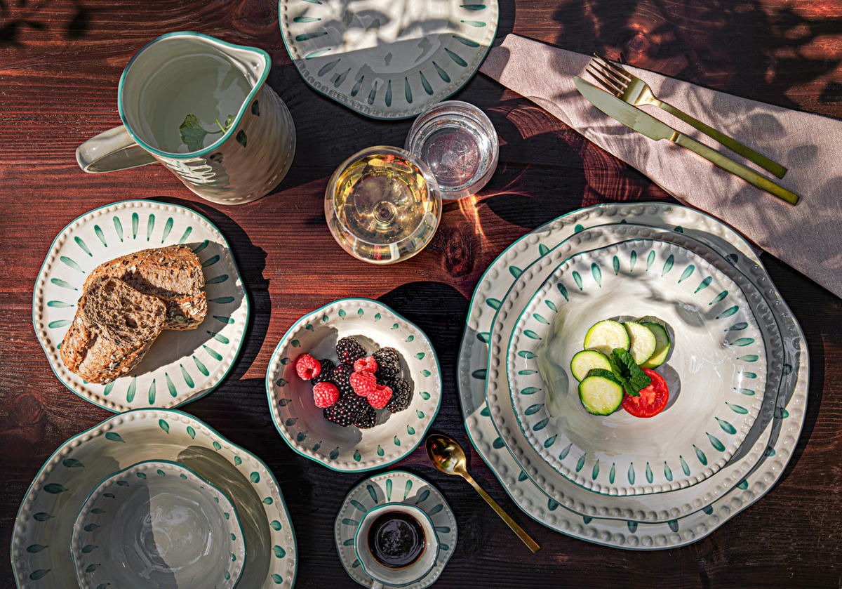 SALATSCHÜSSEL Domitilla Aqua Grün - Multicolor, Keramik (24cm) - Rose & Tulipani