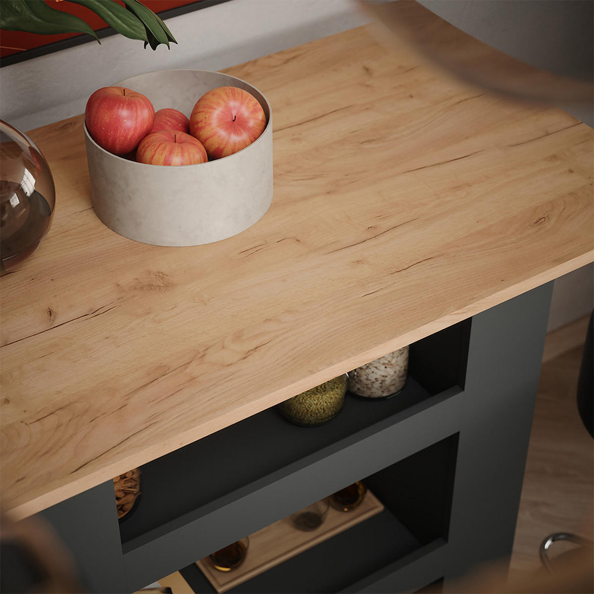 STOJACÍ BAROVÝ STŮL SE ŽIDLEMI Repose Zlatý dub power/antracit - medově dubová/černá, kompozitní dřevo (65/110/106cm) - Vicco