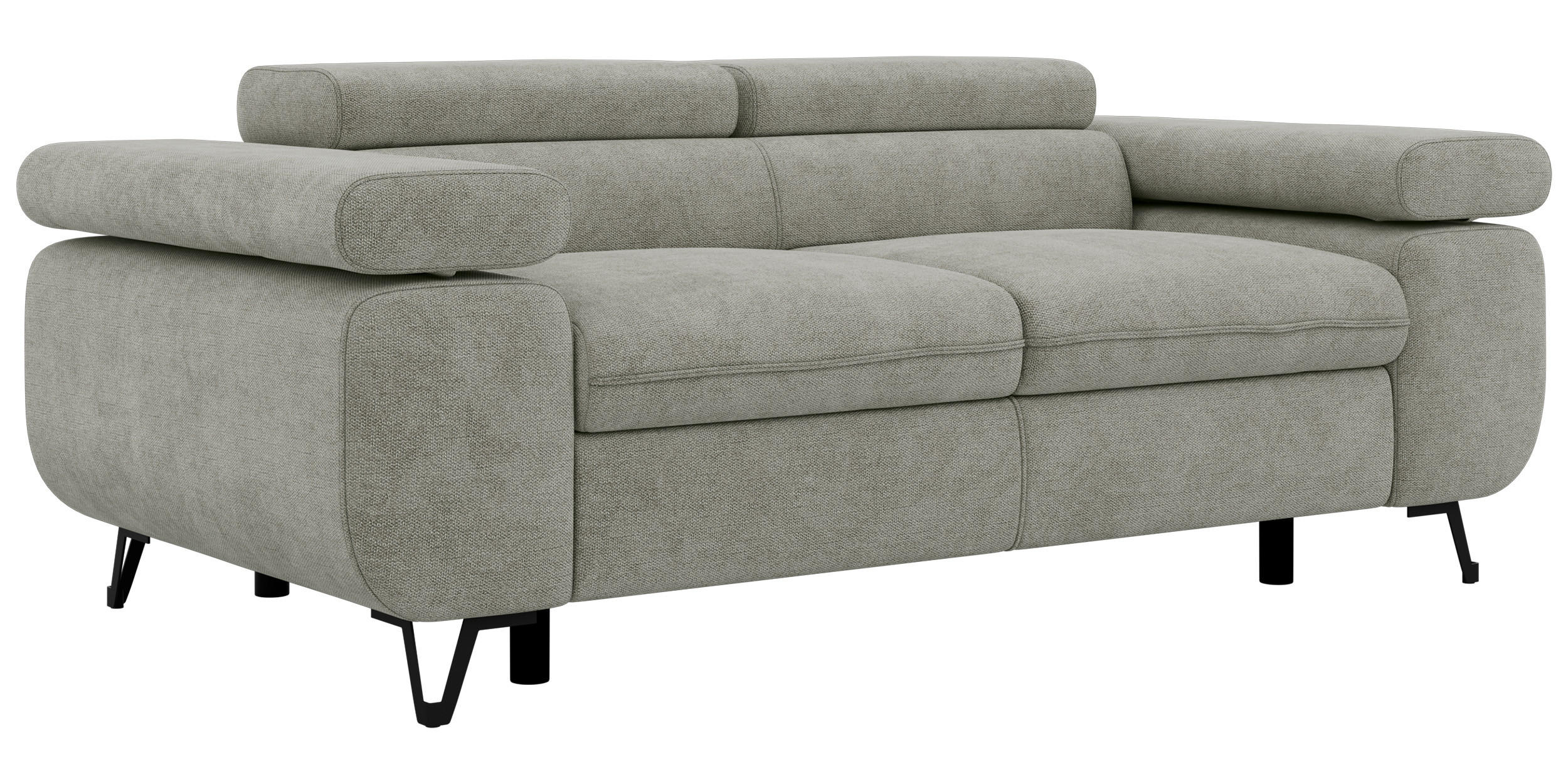 2-SITZER SOFA PETER - Hellgrau Stukture - Hellgrau/Schwarz, Textil/Metall (200/76/99cm) - MKS