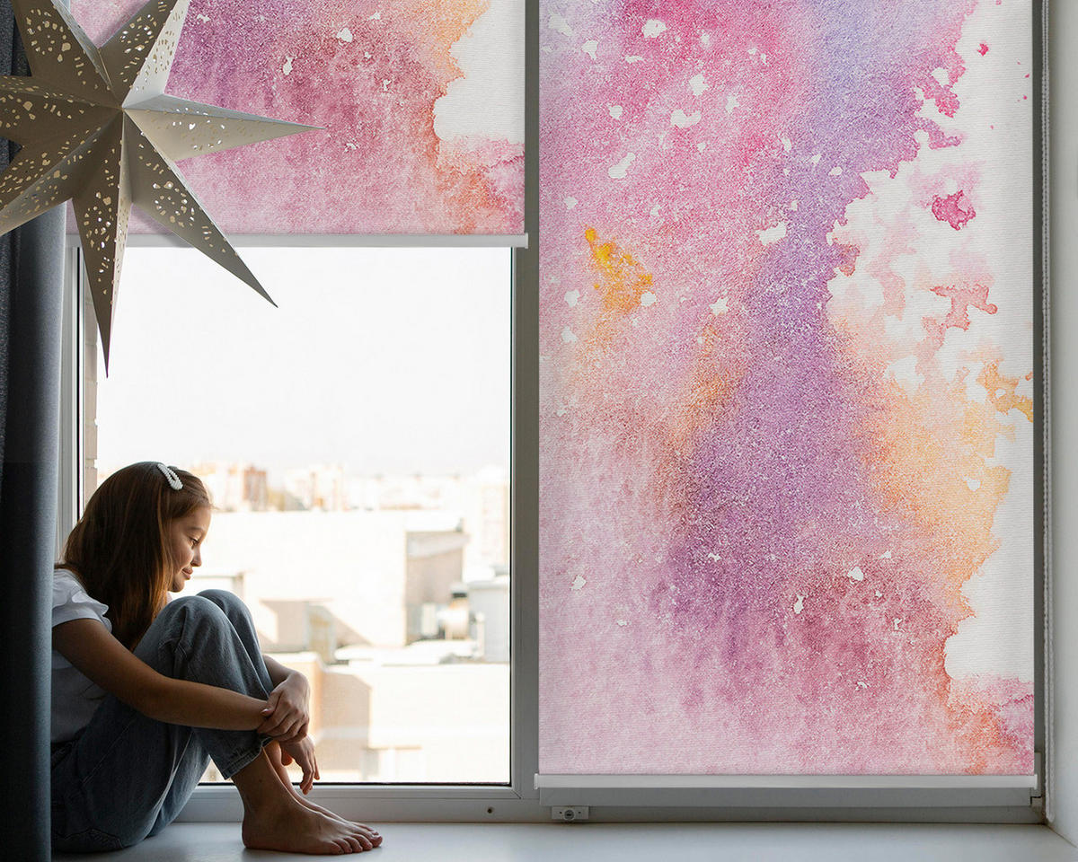 VNÚTORNÁ roleta - okenná roleta - roleta - 100x100 cm - umelecký náter rozliatia - pink, plast (100/100/0.5cm) - TULUP
